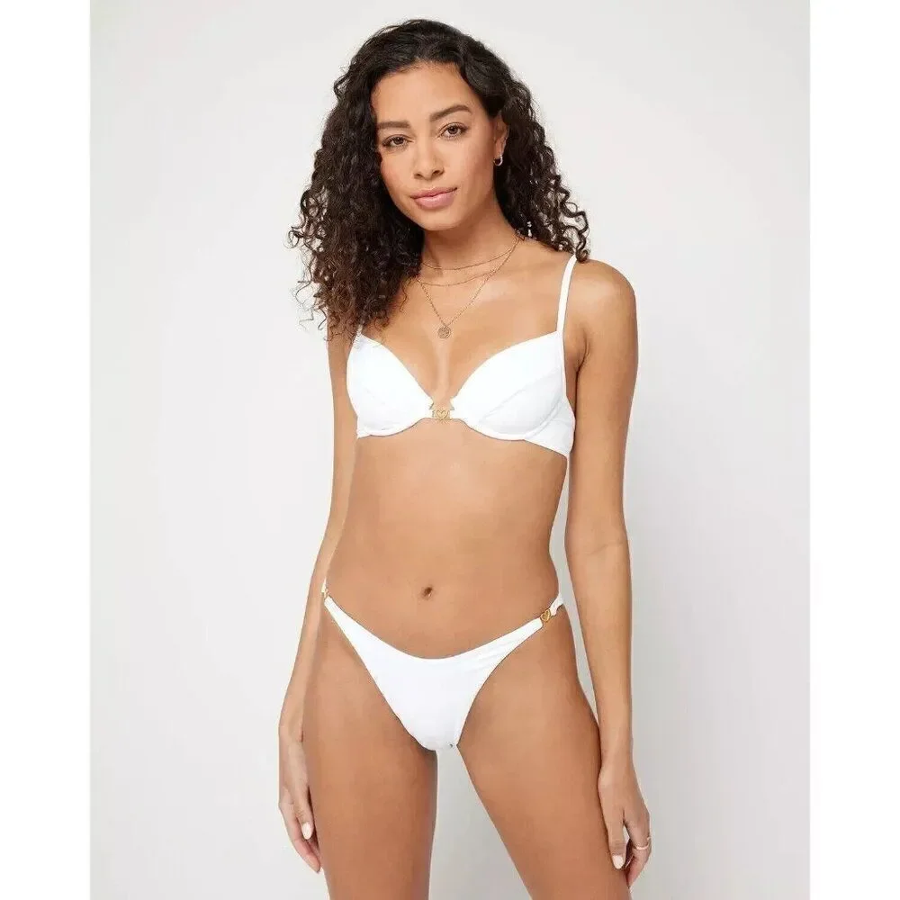 L*Space Stardust Underwire Bikini Swim‎ Top Size Medium White NEW